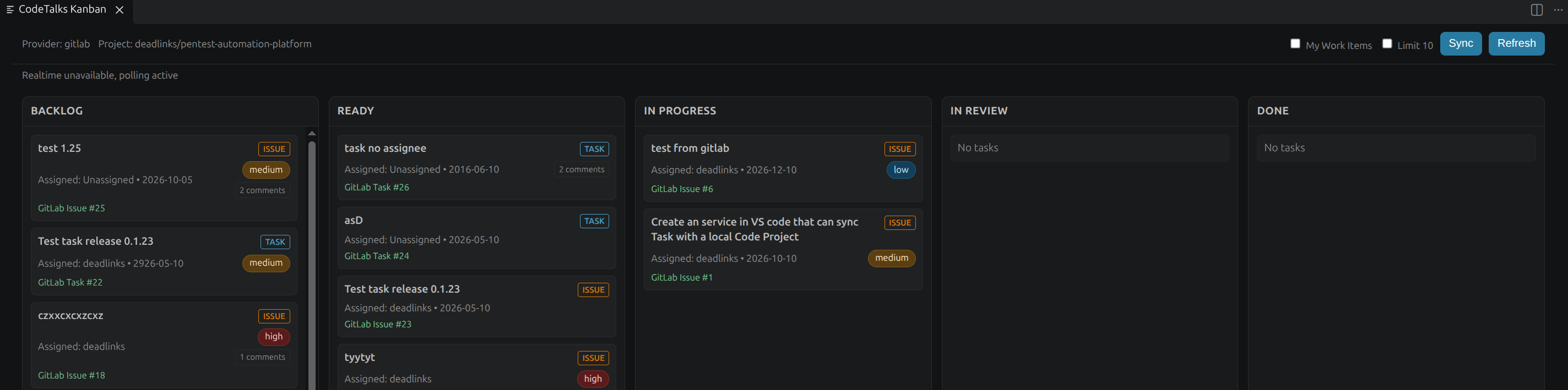 CodeTalks Work Item board